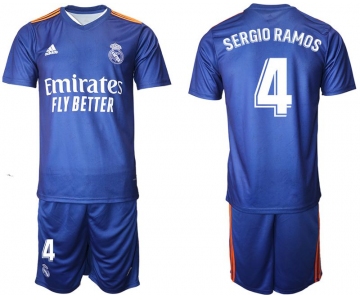 Men 2021-2022 Club Real Madrid away blue 4 Adidas Soccer Jersey