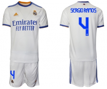 Men 2021-2022 Club Real Madrid home white 4 Soccer Jerseys