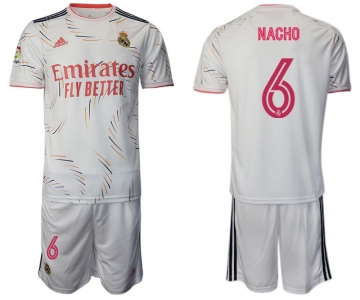 Men 2021-2022 Club Real Madrid home white 6 Adidas Soccer Jersey