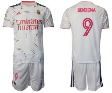 Men 2021-2022 Club Real Madrid home white 9 Adidas Soccer Jersey