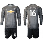 Men 2020-2021 club Manchester united away long sleeve 16 black Soccer Jerseys