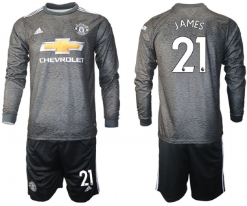 Men 2020-2021 club Manchester united away long sleeve 21 black Soccer Jerseys
