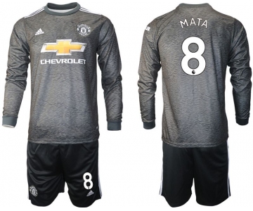 Men 2020-2021 club Manchester united away long sleeve 8 black Soccer Jerseys