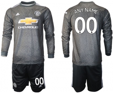 Men 2020-2021 club Manchester united away long sleeve customized black Soccer Jerseys