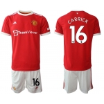 Men 2021-2022 Club Manchester United home red 16 Adidas Soccer Jersey