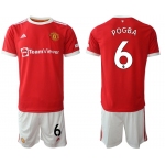 Men 2021-2022 Club Manchester United home red 6 Adidas Soccer Jersey