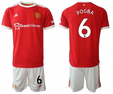 Men 2021-2022 Club Manchester United home red 6 Adidas Soccer Jersey