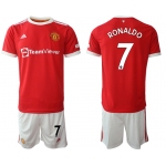 Men 2021-2022 Club Manchester United home red 7 Adidas Soccer Jersey1