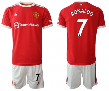 Men 2021-2022 Club Manchester United home red 7 Adidas Soccer Jersey1