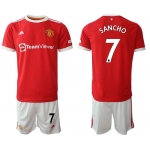 Men 2021-2022 Club Manchester United home red 7 Adidas Soccer Jersey2