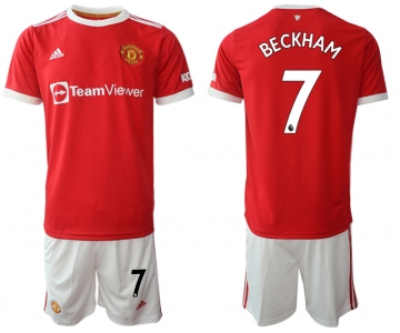 Men 2021-2022 Club Manchester United home red 7 Adidas Soccer Jerseys