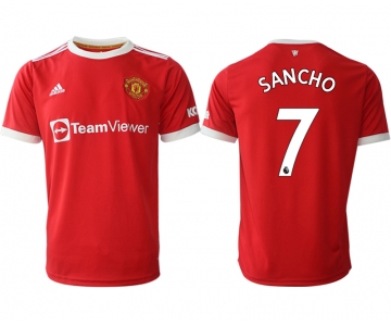 Men 2021-2022 Club Manchester United home red aaa version 7 Adidas Soccer Jersey1