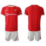 Men 2021-2022 Club Manchester United home red blank Adidas Soccer Jersey