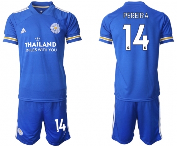 Men 2020-2021 club Leicester City home 14 blue Soccer Jerseys