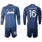 Men 2020-2021 club Juventus away long sleeves 16 blue Soccer Jerseys