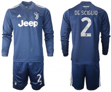 Men 2020-2021 club Juventus away long sleeves 2 blue Soccer Jerseys