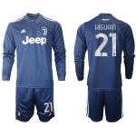 Men 2020-2021 club Juventus away long sleeves 21 blue Soccer Jerseys