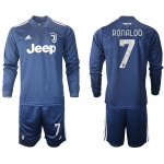 Men 2020-2021 club Juventus away long sleeves 7 blue Soccer Jerseys