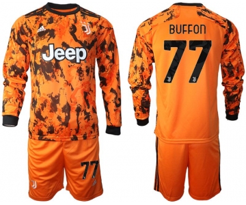 Men 2020-2021 club Juventus away long sleeves 77 orange Soccer Jerseys