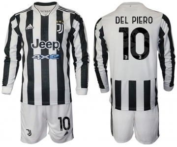 Men 2021-2022 Club Juventus home white Long Sleeve 10 Adidas Soccer Jersey