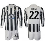 Men 2021-2022 Club Juventus home white Long Sleeve 22 Adidas Soccer Jersey