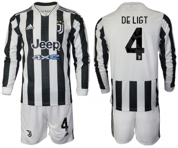 Men 2021-2022 Club Juventus home white Long Sleeve 4 Adidas Soccer Jersey