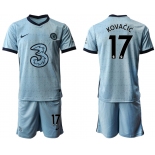 Men 2020-2021 club Chelsea away Light blue 17 Soccer Jerseys