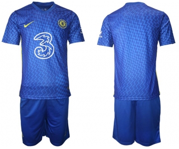 Men 2021-2022 Club Chelsea FC home blue blank Nike Soccer Jersey