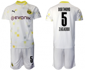 Men 2020-2021 club Borussia Dortmund Second away 5 white Soccer Jerseys