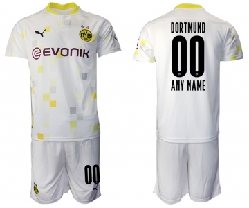 Men 2020-2021 club Borussia Dortmund Second away customized white Soccer Jerseys