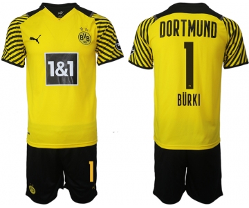 Men 2021-2022 Club Borussia Dortmund home 1 yellow Soccer Jersey
