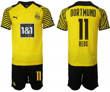 Men 2021-2022 Club Borussia Dortmund home 11 yellow Soccer Jersey