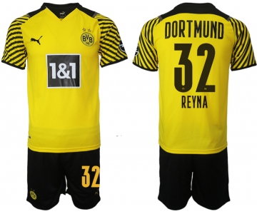 Men 2021-2022 Club Borussia Dortmund home 32 yellow Soccer Jersey