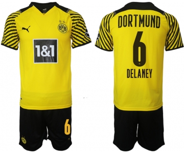 Men 2021-2022 Club Borussia Dortmund home 6 yellow Soccer Jersey