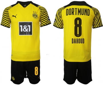 Men 2021-2022 Club Borussia Dortmund home 8 yellow Soccer Jersey