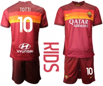Youth 2020-2021 club AS Roma home 10 red Soccer Jerseys