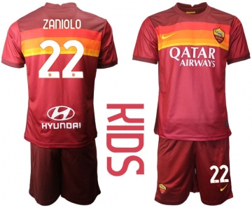 Youth 2020-2021 club AS Roma home 22 red Soccer Jerseys