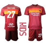 Youth 2020-2021 club AS Roma home 27 red Soccer Jerseys