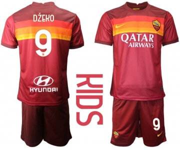 Youth 2020-2021 club AS Roma home 9 red Soccer Jerseys