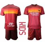 Youth 2020-2021 club AS Roma home red Soccer Jerseys