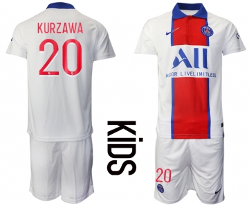 Youth 2020-2021 club Paris St German away 20 white Soccer Jerseys