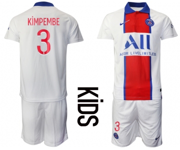 Youth 2020-2021 club Paris St German away 3 white Soccer Jerseys