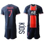 Youth 2020-2021 club Paris St German home 7 blue Soccer Jerseys