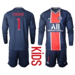 Youth 2020-2021 club Paris St German home long sleeve 1 blue Soccer Jerseys