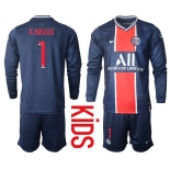 Youth 2020-2021 club Paris St German home long sleeve 1 blue Soccer Jerseys