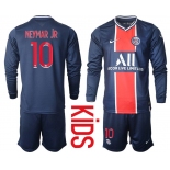 Youth 2020-2021 club Paris St German home long sleeve 10 blue Soccer Jerseys