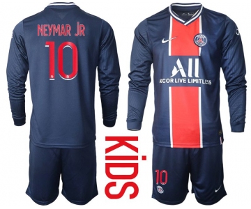 Youth 2020-2021 club Paris St German home long sleeve 10 blue Soccer Jerseys