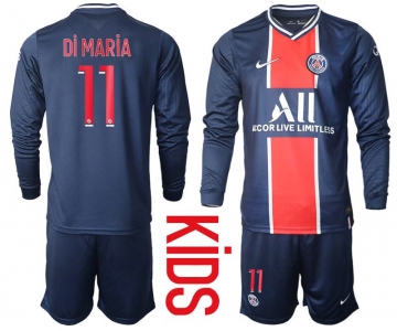 Youth 2020-2021 club Paris St German home long sleeve 11 blue Soccer Jerseys