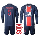 Youth 2020-2021 club Paris St German home long sleeve 5 blue Soccer Jerseys