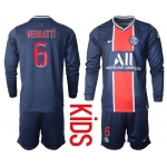 Youth 2020-2021 club Paris St German home long sleeve 6 blue Soccer Jerseys